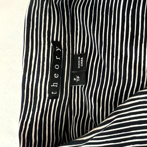 Theory stripped Silk Blouse Button-down Top, Petite XS - Picture 4 of 9
